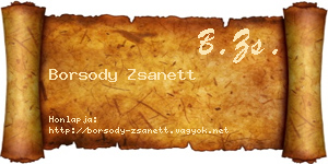 Borsody Zsanett névjegykártya